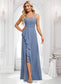 Abbey A-line Halter Floor-Length Chiffon Bridesmaid Dress DKP0025799