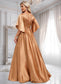 Juliana A-line V-Neck Floor-Length Stretch Satin Bridesmaid Dress DKP0025793