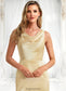 Keyla A-line Cowl Floor-Length Stretch Satin Bridesmaid Dress DKP0025764