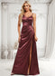 Jenna A-line Asymmetrical Floor-Length Stretch Satin Bridesmaid Dress DKP0025828