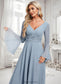 Bailey A-line V-Neck Floor-Length Chiffon Bridesmaid Dress DKP0025798