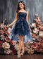 Sanaa Ball-Gown/Princess Straight Asymmetrical Organza Homecoming Dress With Sequins Appliques Lace DKP0025652