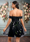 Nathaly A-line Off the Shoulder Short Tulle Lace Homecoming Dress With Embroidered DKP0025720