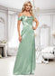 Naomi A-line Cowl Cold Shoulder Floor-Length Stretch Satin Bridesmaid Dress With Bow Ruffle DKP0025807