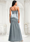 Hedwig A-line V-Neck Floor-Length Stretch Satin Bridesmaid Dress DKP0025728