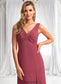 Esme A-line V-Neck Floor-Length Chiffon Bridesmaid Dress DKP0025753