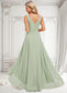 Brielle A-line V-Neck Asymmetrical Chiffon Bridesmaid Dress DKP0025809