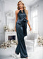 Jaylin Jumpsuit/Pantsuit Halter Floor-Length Stretch Satin Bridesmaid Dress DKP0025805