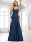 Athena A-line V-Neck Floor-Length Chiffon Bridesmaid Dress DKP0025803