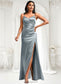 Hedwig A-line V-Neck Floor-Length Stretch Satin Bridesmaid Dress DKP0025728