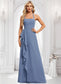 Abbey A-line Halter Floor-Length Chiffon Bridesmaid Dress DKP0025799