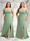 Dayami Trumpet/Mermaid Off the Shoulder V-Neck Floor-Length Chiffon Bridesmaid Dress DKP0025810