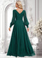 Makaila A-line V-Neck Floor-Length Chiffon Bridesmaid Dress DKP0025816