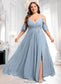 Yvonne A-line Cold Shoulder Floor-Length Chiffon Bridesmaid Dress With Ruffle DKP0025797