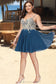 Ginny A-line V-Neck Short/Mini Chiffon Lace Homecoming Dress With Beading DKP0020572