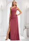 Maggie A-line One Shoulder Floor-Length Chiffon Bridesmaid Dress With Ruffle DKP0025824