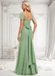 Dayami Trumpet/Mermaid Off the Shoulder V-Neck Floor-Length Chiffon Bridesmaid Dress DKP0025810