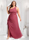 Maggie A-line One Shoulder Floor-Length Chiffon Bridesmaid Dress With Ruffle DKP0025824