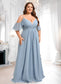 Yvonne A-line Cold Shoulder Floor-Length Chiffon Bridesmaid Dress With Ruffle DKP0025797