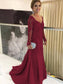 Ellie Sheath/Column Tulle Applique V-neck Long Sleeves Sweep/Brush Train Mother of the Bride Dresses DKP0020380