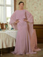 Lauryn Sheath/Column Chiffon Ruffles Scoop Long Sleeves Sweep/Brush Train Mother of the Bride Dresses DKP0020360