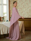 Lauryn Sheath/Column Chiffon Ruffles Scoop Long Sleeves Sweep/Brush Train Mother of the Bride Dresses DKP0020360