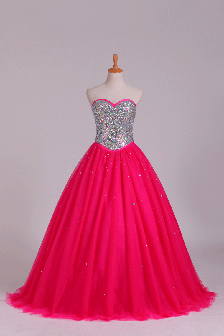 2024 Quinceanera Dresses Sweetheart Ball Gown Floor-Length Beaded Bodice