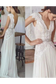 Unique V Neck Cap Sleeves Chiffon Beach Wedding Dress With Beading SJSPGG9HAF7