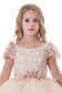 Ball Gown Flower Girl Dresses Scoop Short Sleeves Tulle With Applique