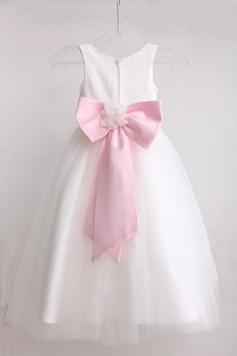 Hot Selling Tulle Scoop Flower Girl Dresses Ball Gown Ankle Length