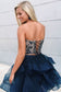 Two Piece Beading Homecoming Dress Lace Up Back Sweetheart Organza