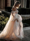 Princess Long Puff Sleeves Off the Shoulder Tulle Wedding Dresses, Beach Wedding Gowns SJS15298