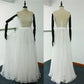 Sheer Beach Ivory Scoop A Line Beaded Embroidery Tulle Chiffon Wedding Dresses UK JS351