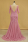 2024 Half Sleeves V Neck Mother Of The Bride Dresses Mermaid Tulle With Applique Sweep Train