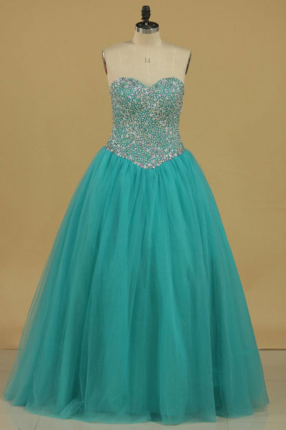 2024 Sweetheart Beaded Bodice Quinceanera Dresses Ball Gown Floor Length Tulle