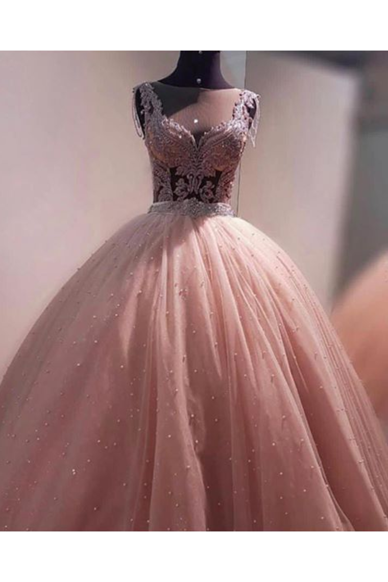 Ball Gown Prom Dress With Beads Floor Length Quinceanera SRSPMR2NGAT