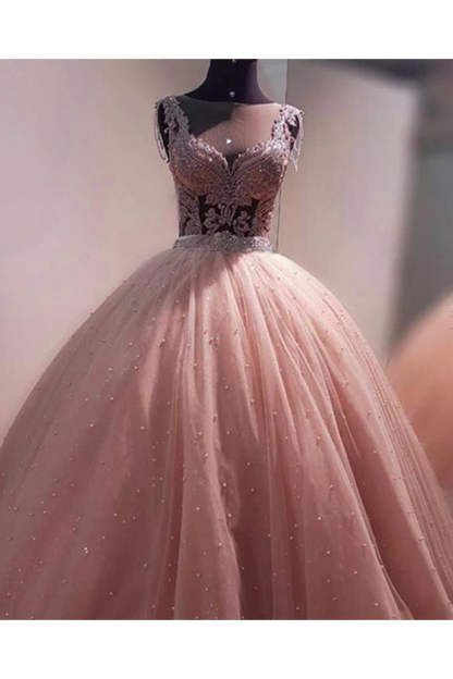 Ball Gown Prom Dress With Beads Floor Length Quinceanera SRSPMR2NGAT