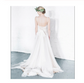 A Line Ivory Lace Long V Neck Beach Wedding Dress with Appliques Bridal Dresses JS232