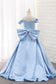 Off The Shoulder Flower Girl Dresses Satin A Line With Bow Knot Asymmetrical