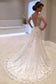 2024 New Arrival Mermaid/Trumpet V-Neck Tulle Wedding Dresses With Applique Short Sleeves