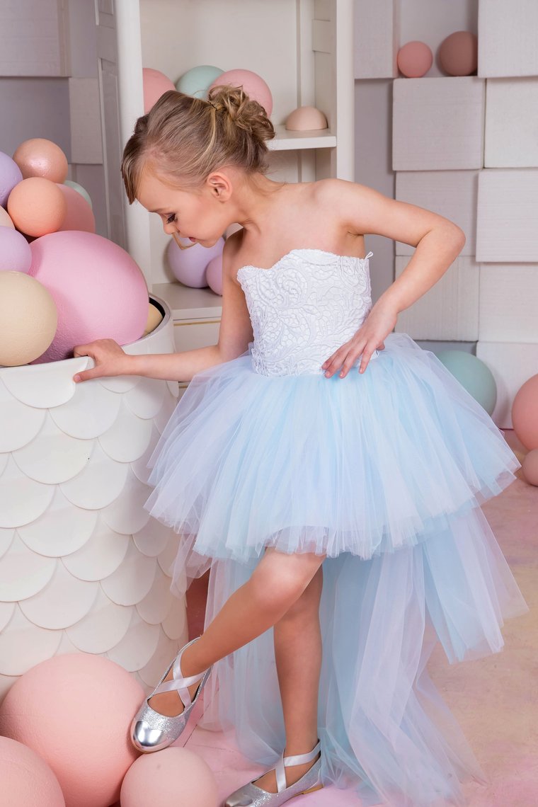 2024 Sweetheart A Line Flower Girl Dresses Tulle & Lace Asymmetrical