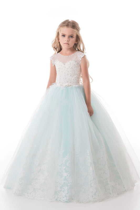 2024 Tulle Scoop With Applique And Sash Ball Gown Flower Girl Dresses