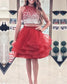 Two Piece Ruffles Ball Gown Homecoming Dresses With Ombre Sequins And Beaded