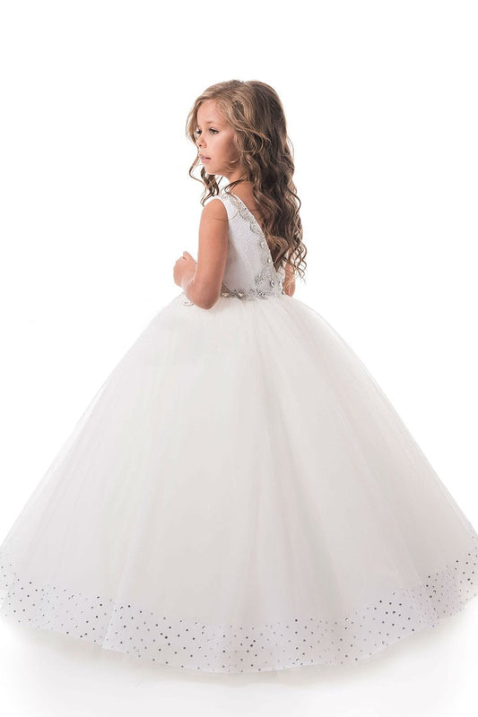 Flower Girl Dresses Ball Gown Scoop Open Back Tulle With Beading