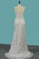 2024 Mermaid Lace Spaghetti Straps Wedding Dresses With Beads Sweep Train