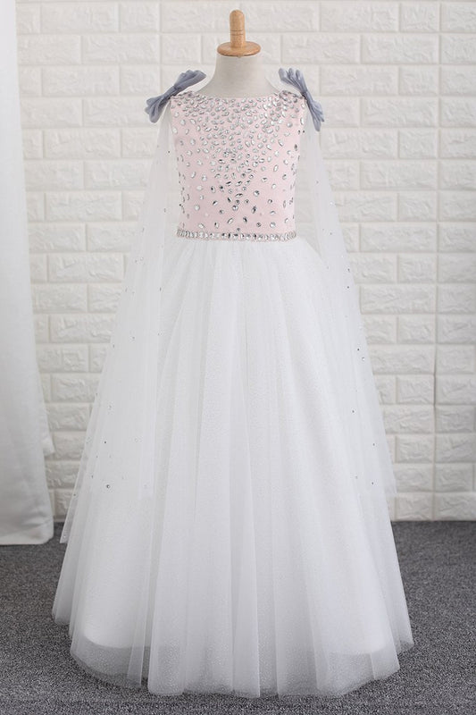 Flower Girl Dresses Scoop With Beading A Line Floor Length