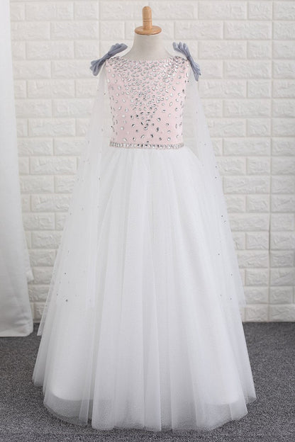 2024  Flower Girl Dresses Scoop With Beading A Line Floor Length