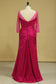 2024 Plus Size Scoop Mother Of The Bride Dresses Long Sleeves Taffeta With Beads And Ruffles Fuchsia