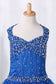 Halter Ball Gown Flower Girl Dresses Dark Royal Blue With Beading