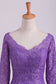 2024 Purple Mother Of The Bride Dresses V Neck 3/4 Length Sleeve Mermaid Lace Floor Length